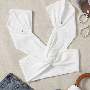 Shein open back crop top